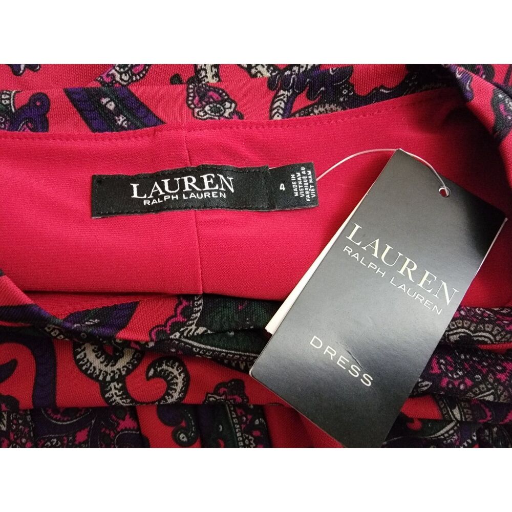 NWT Ralph Lauren Red Paisley Dress - sz 4 - Picture 4 of 5